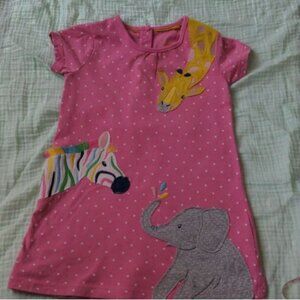 Baby Boden Pink Polka Dot Zoo Animal Applique Short Sleeve Dress 18-24 months